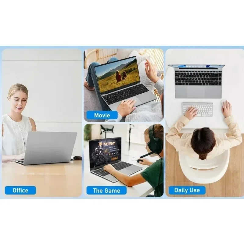 Professional Notebook Windows 11 intel Atom A3950 Laptop Computer 12GB DDR4 1TB 2TB SSD 1920*1080P 14.1" Notebook PC Computer