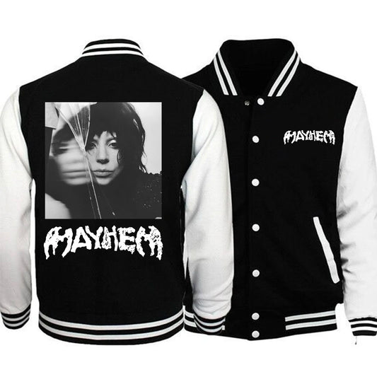 Lady Gaga Mayhem New Album Hoodie Baseball Uniform Jacket Women Men Baseball Jacket Hoodie Harajuku