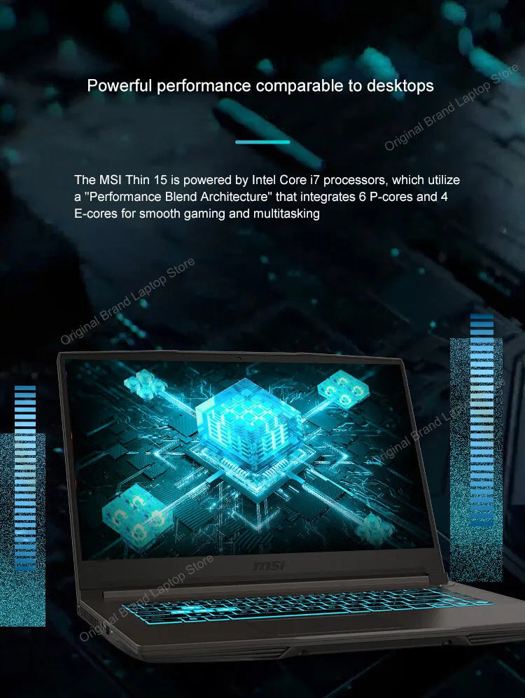 2024 MSI Thin 15 Gaming Laptop 15.6 Inch 2.5K FHD 144Hz IPS Screen Notebook i5-13420H 32GB 1TB RTX3050 Gaming Netbook Computer