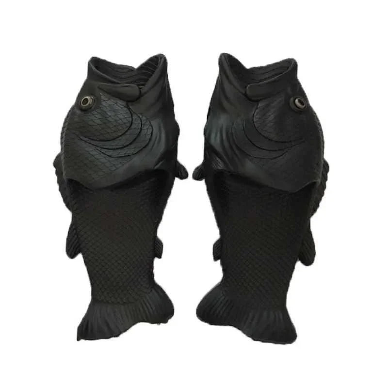 Fish Slippers New Women's Funny Creative Home Non-slip Fashion Salted Fish Word Drag Men's Trendy Slippers Outdoor Beach 2023