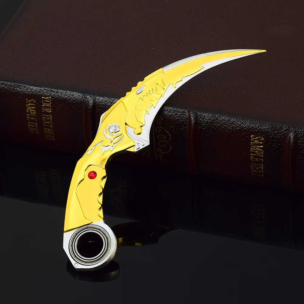18cm/7.08 Game Figure Blue Dragon Golden Dragon Claw Knife,karambit,Metal Crafts Ornaments Decorate Gifts,Action Figure