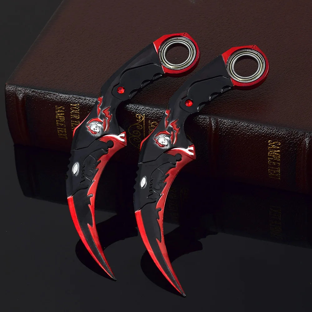 18cm/7.08 Game Figure Blue Dragon Golden Dragon Claw Knife,karambit,Metal Crafts Ornaments Decorate Gifts,Action Figure