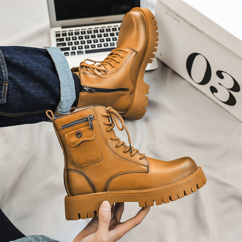 2025 Trend Men Boots Sneakers Outdoor Fashion High Top Wholesale Punk Shoes for Men Casual Leather Street Style Ankle Boots Men