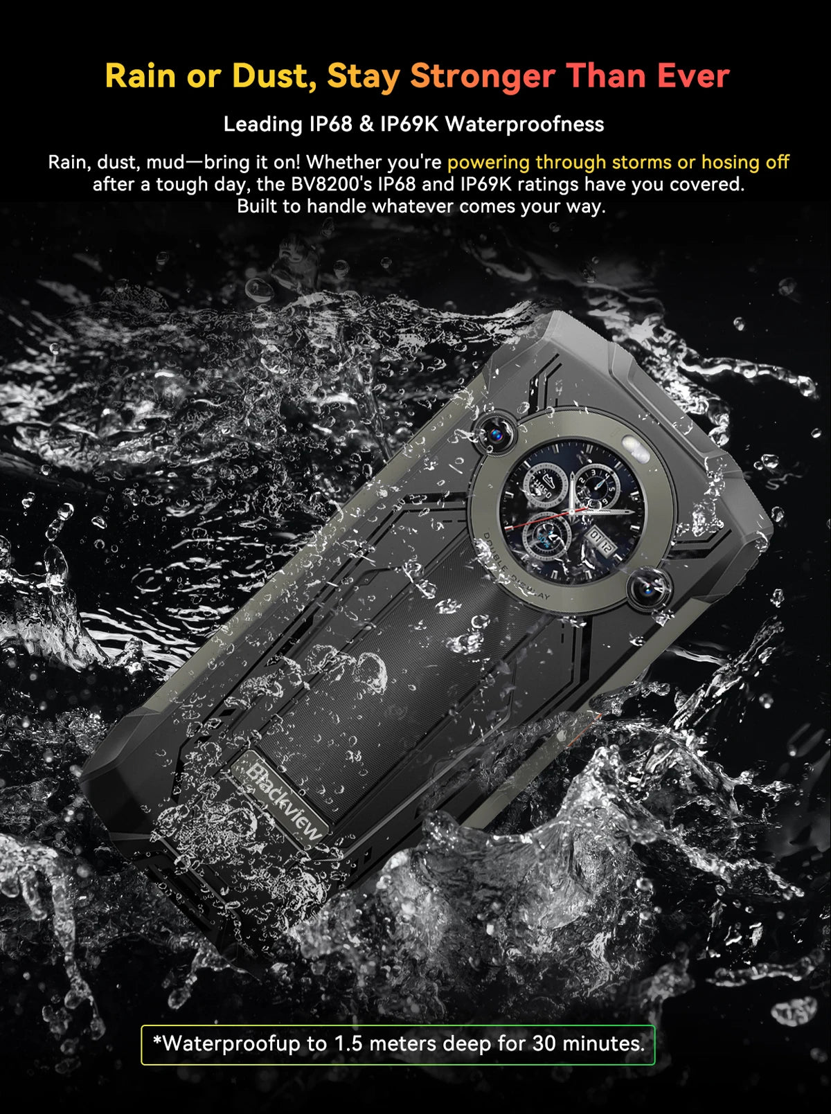 【World premiere】Blackview BV8200 Rugged Phone 6.5" 2.4K 120Hz Display Helio G100 NFC 12GB 256GB Android 14 45W Charger CellPhone