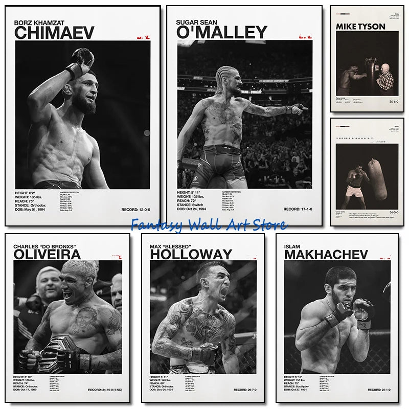 World Famous Boxing Players The Best Boxing Athlete Minimalist Black and White Poster Canvas Painting Wall Pictures Home Decor