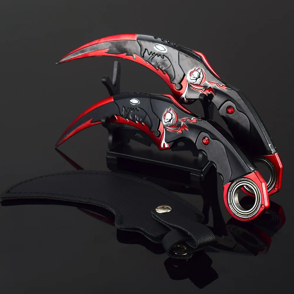 18cm/7.08 Game Figure Blue Dragon Golden Dragon Claw Knife,karambit,Metal Crafts Ornaments Decorate Gifts,Action Figure