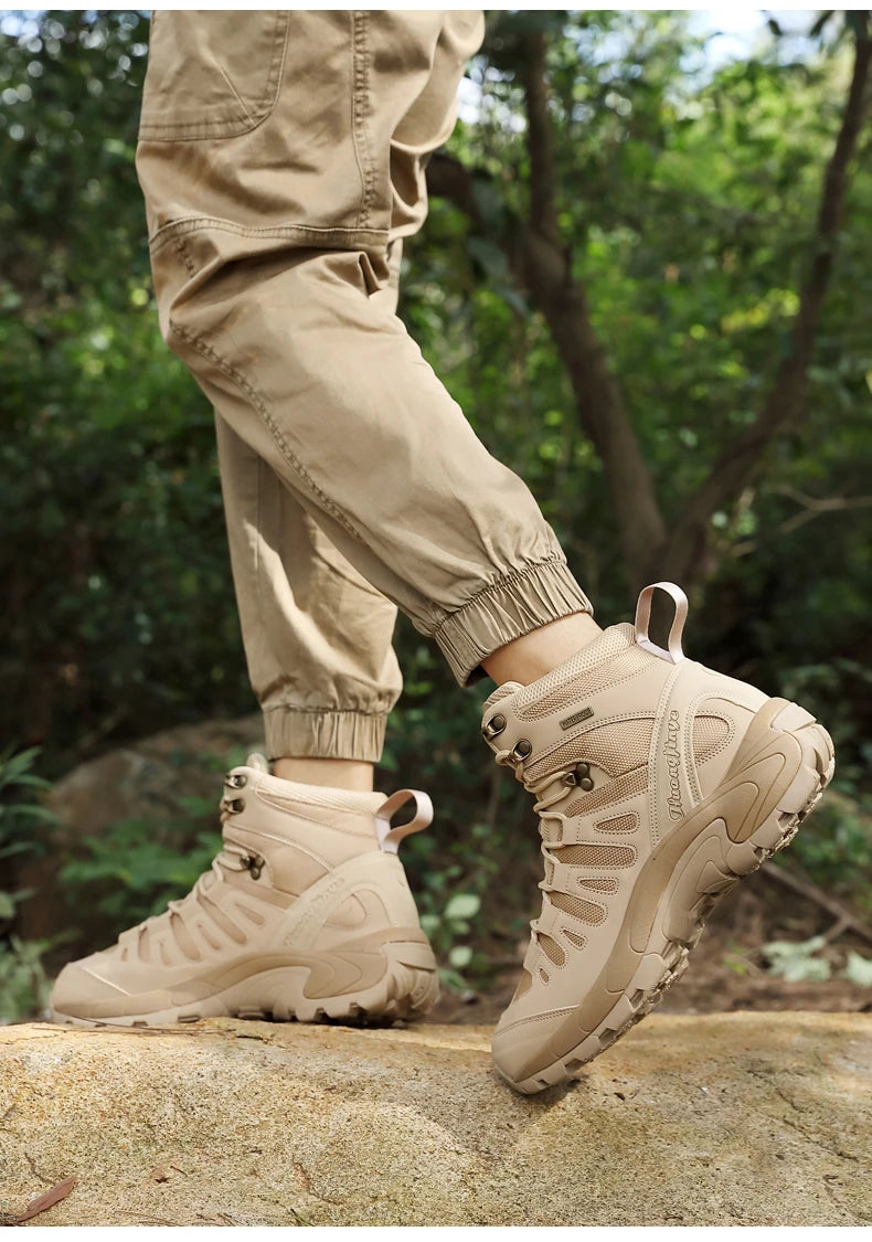 New Men Tactical Boot Breathable Safety Anti-Slip Hunting Boot Motorcycle Male Army Boots Desert Climbing Hiking Shoes Size Plus