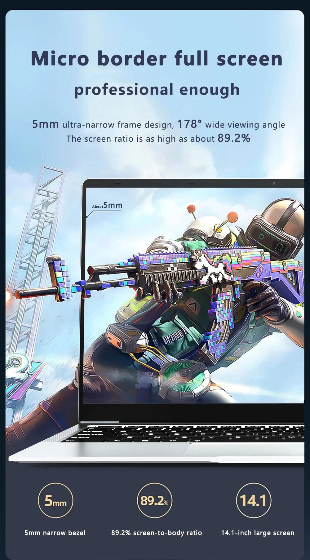 Professional Notebook Windows 11 intel Atom A3950 Laptop Computer 12GB DDR4 1TB 2TB SSD 1920*1080P 14.1" Notebook PC Computer