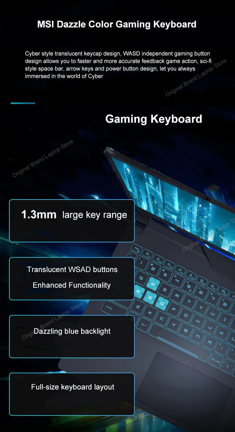 2024 MSI Thin 15 Gaming Laptop 15.6 Inch 2.5K FHD 144Hz IPS Screen Notebook i5-13420H 32GB 1TB RTX3050 Gaming Netbook Computer