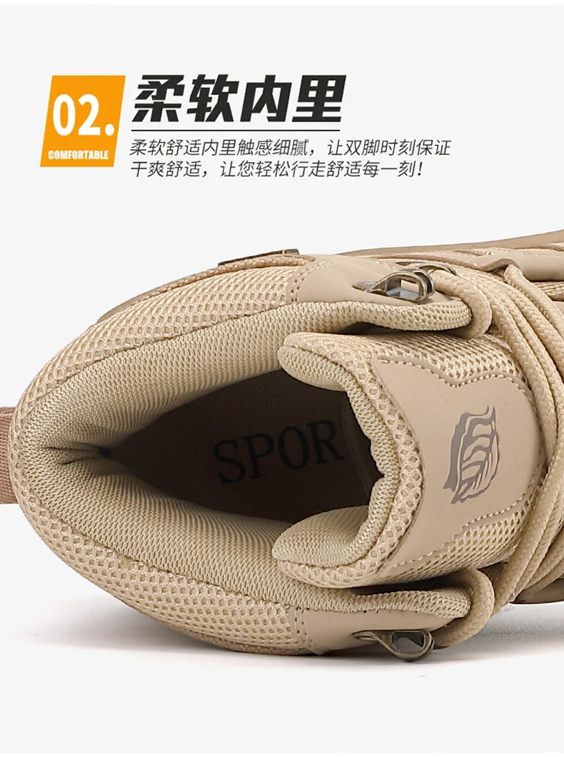 New Men Tactical Boot Breathable Safety Anti-Slip Hunting Boot Motorcycle Male Army Boots Desert Climbing Hiking Shoes Size Plus