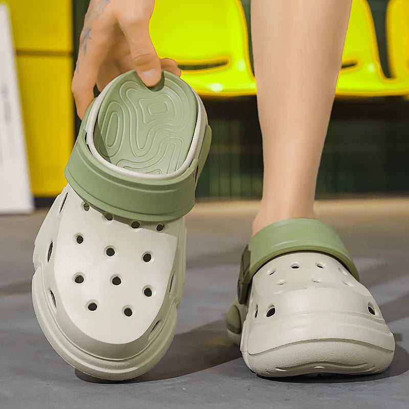 Summer Men's Thick-Soled Non-Slip Breathable Toe-Cap Sandals Casual Beach Slippers