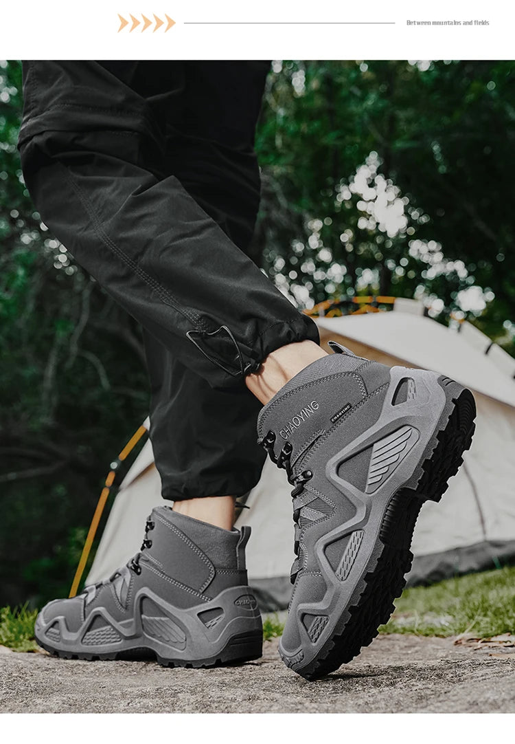 Men's Brand Outdoor Lace-up Boots Autumn Winter Man Fashion Solid Shoes for Men Waterproof Wear-resistant Boots Male Hike Shoes