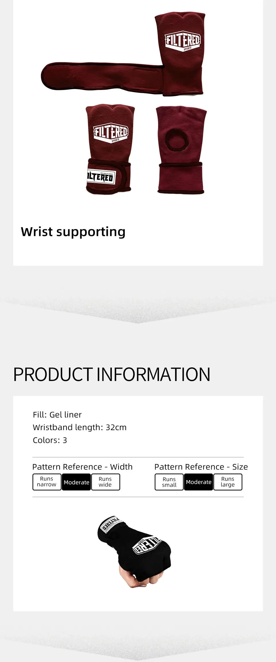 FILTERED Sports High-Quality Breathable Boxing Gel Integrated Shield for Quick  Convenient Hand Wrapping Boxing Gel GSW01