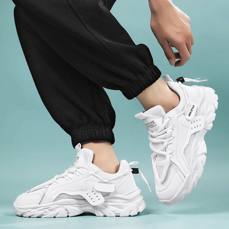 Men Casual Sneakers Summer Breathable Sport Shoes Outdoor Mesh Running Shoes student Thick bottom Athletic Jogging Walking Shoes