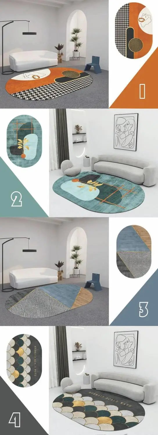 Creative Oval Carpet Living Room Decoration Carpets High Quality Rugs for Bedroom Home Decor Mat Lounge Rug Non-slip Porch Mats
