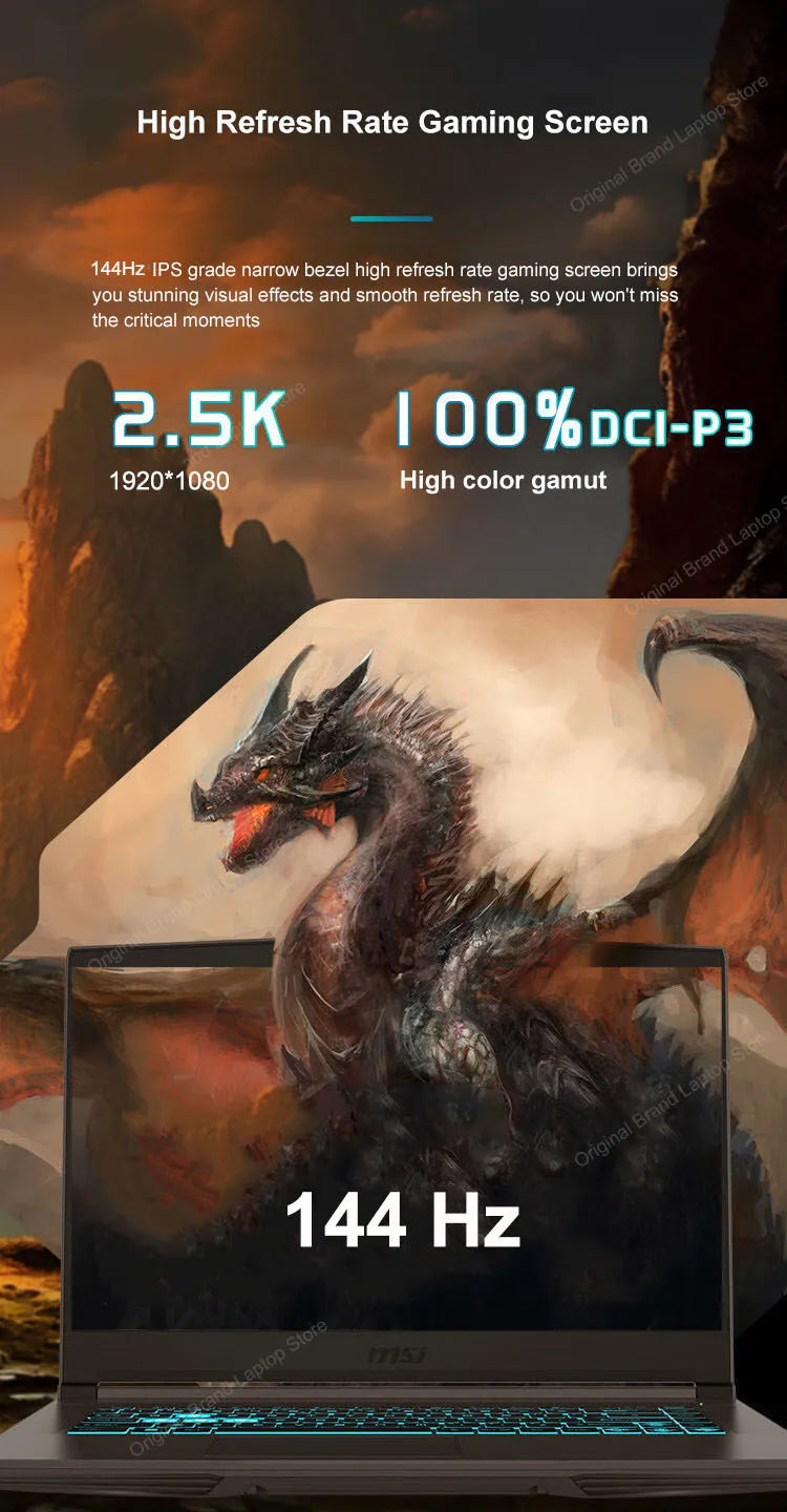 2024 MSI Thin 15 Gaming Laptop 15.6 Inch 2.5K FHD 144Hz IPS Screen Notebook i5-13420H 32GB 1TB RTX3050 Gaming Netbook Computer