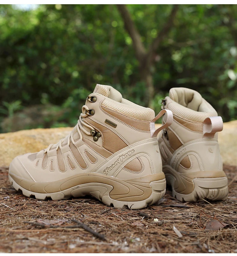 New Men Tactical Boot Breathable Safety Anti-Slip Hunting Boot Motorcycle Male Army Boots Desert Climbing Hiking Shoes Size Plus