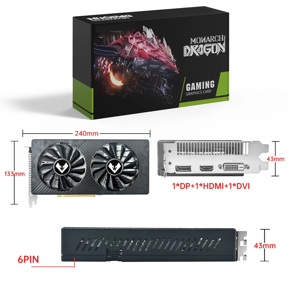 MAXSUN NEW AMD RX 590 GME 8GB Placa De Video Gaming Graphics Card GDDR5 256Bit PCI Express 3.0 ×16 8Pin Radeon GPU rx590 Series