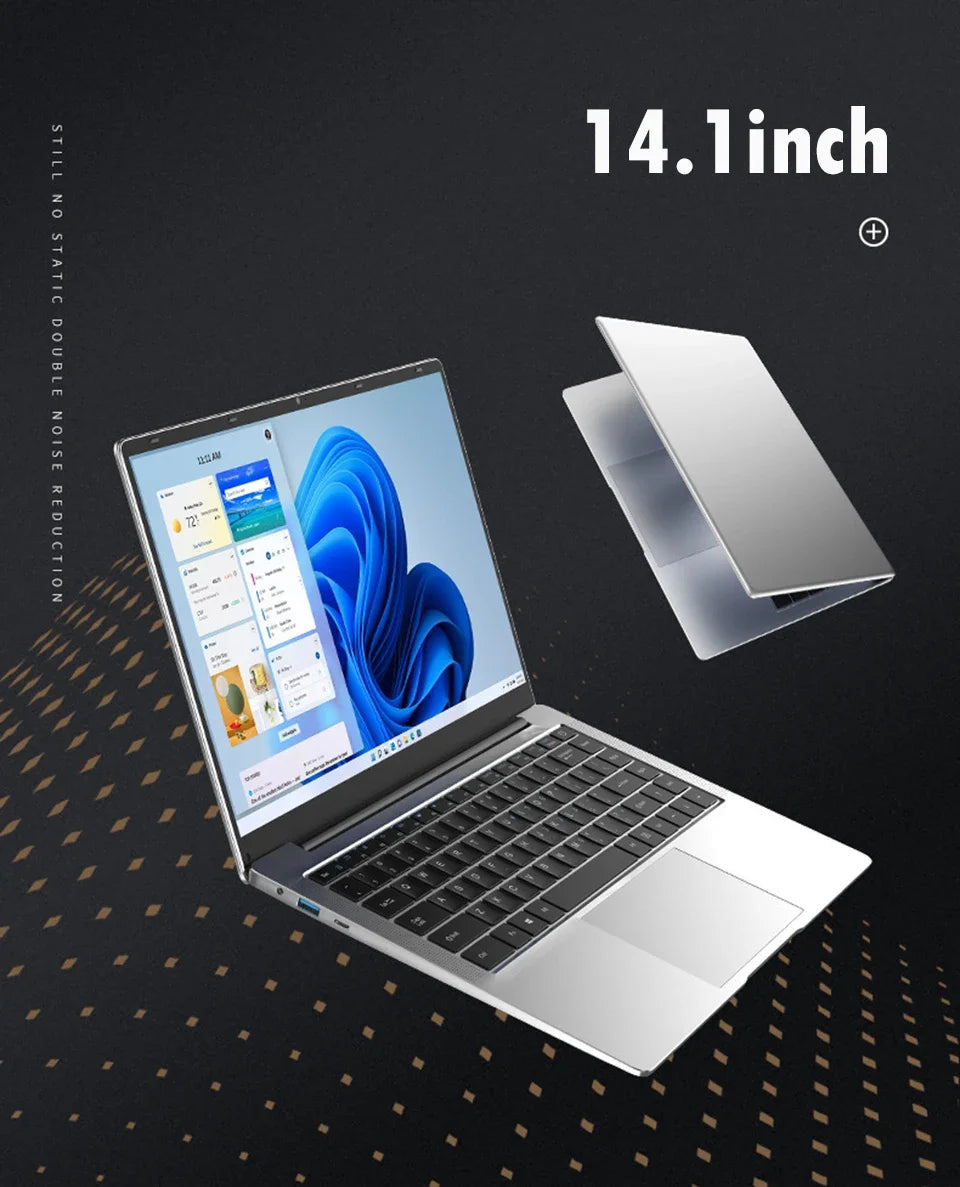 Professional Notebook Windows 11 intel Atom A3950 Laptop Computer 12GB DDR4 1TB 2TB SSD 1920*1080P 14.1" Notebook PC Computer