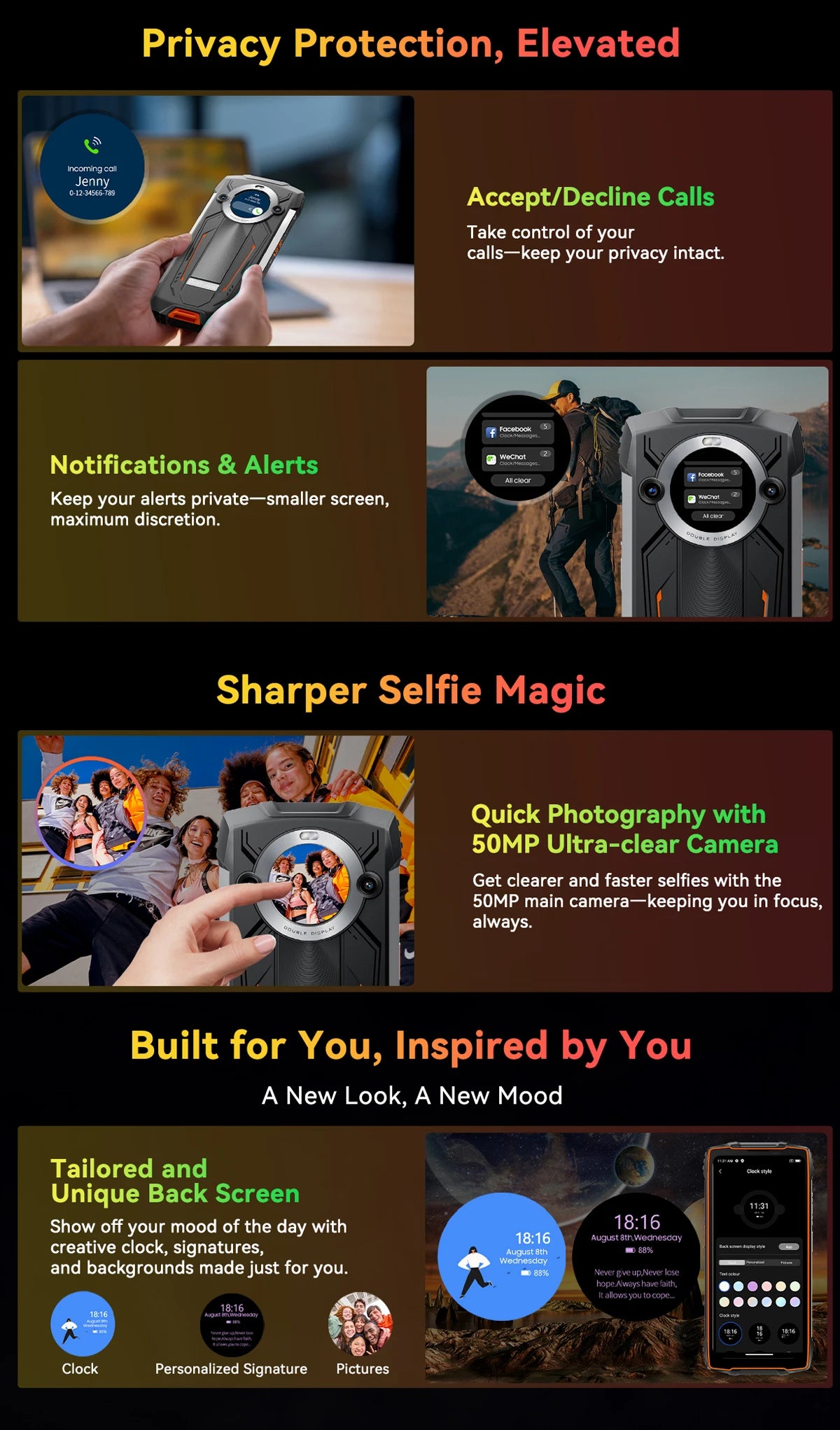 【World premiere】Blackview BV8200 Rugged Phone 6.5" 2.4K 120Hz Display Helio G100 NFC 12GB 256GB Android 14 45W Charger CellPhone