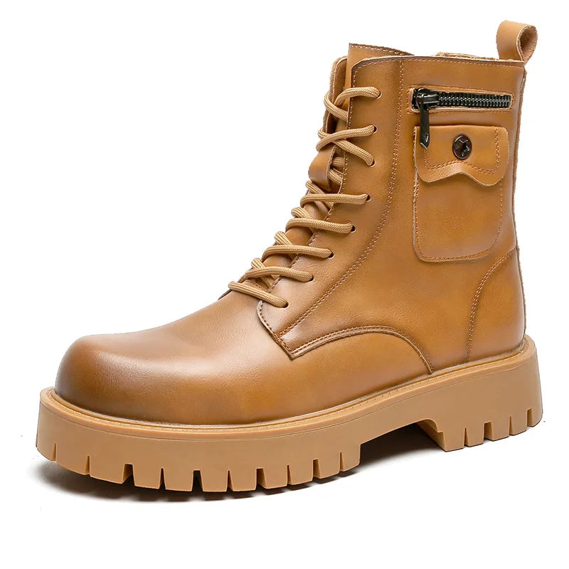 2025 Trend Men Boots Sneakers Outdoor Fashion High Top Wholesale Punk Shoes for Men Casual Leather Street Style Ankle Boots Men