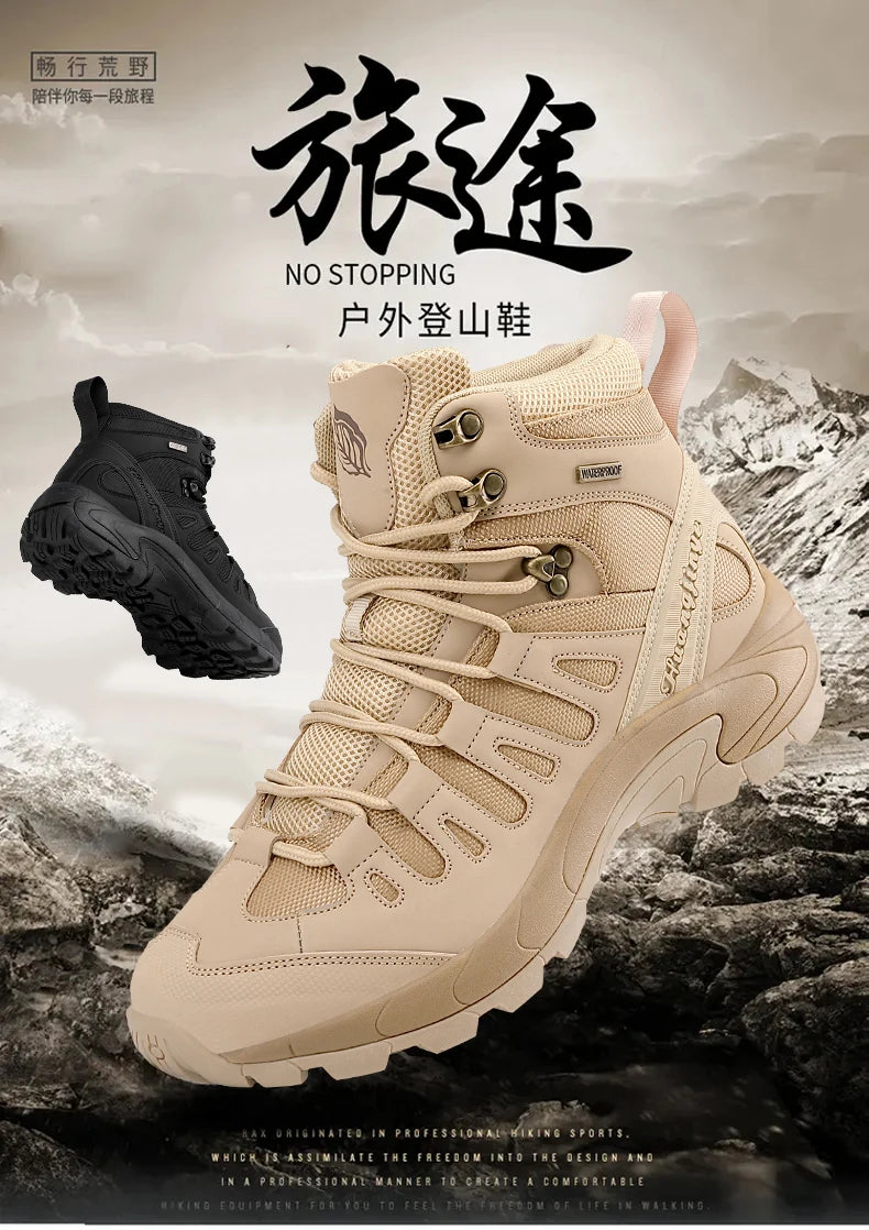 New Men Tactical Boot Breathable Safety Anti-Slip Hunting Boot Motorcycle Male Army Boots Desert Climbing Hiking Shoes Size Plus