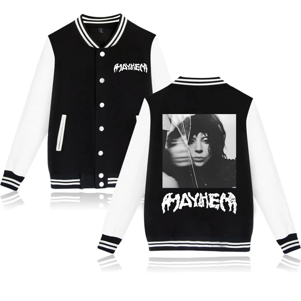 Lady Gaga Mayhem New Album Hoodie Baseball Uniform Jacket Women Men Baseball Jacket Hoodie Harajuku