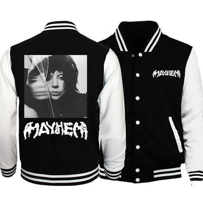 Lady Gaga Mayhem New Album Hoodie Baseball Uniform Jacket Women Men Baseball Jacket Hoodie Harajuku