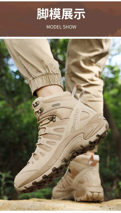 New Men Tactical Boot Breathable Safety Anti-Slip Hunting Boot Motorcycle Male Army Boots Desert Climbing Hiking Shoes Size Plus