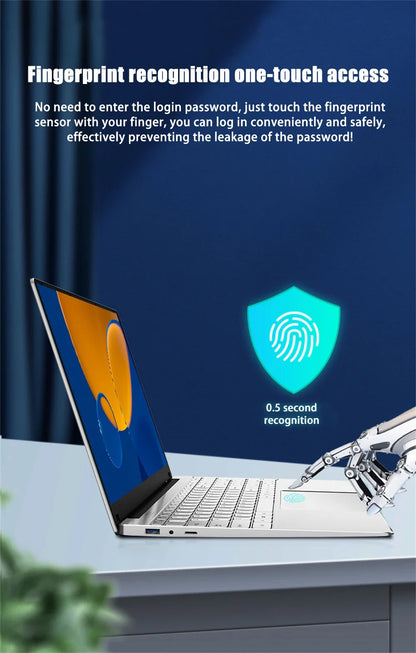 15.6" Portable Laptop Intel N5095 32GB Ram DDR4 2TB SSD Windows 11 Notebook Pc Gamer  Office Computer with Backlit Fingerprint