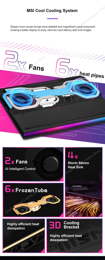 2024 MSI Raider GE68 HX Gaming Laptop 16 Inch 4K UHD 120Hz Mini LED Screen Notebook i9-14900HX 32GB 2TB RTX4080 Netbook Computer