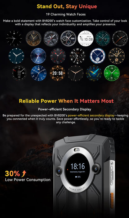 【World premiere】Blackview BV8200 Rugged Phone 6.5" 2.4K 120Hz Display Helio G100 NFC 12GB 256GB Android 14 45W Charger CellPhone