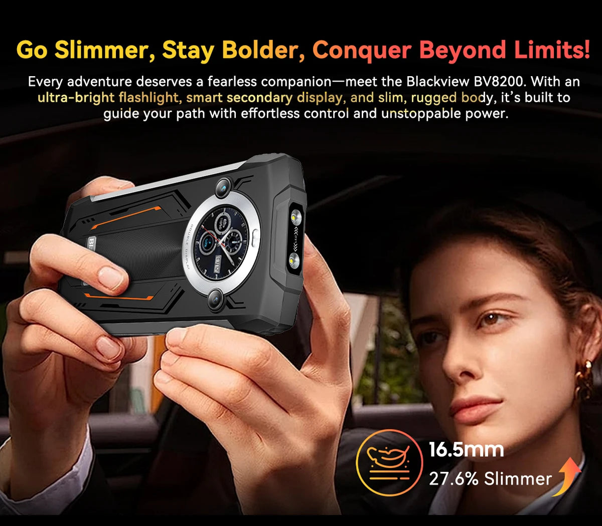 【World premiere】Blackview BV8200 Rugged Phone 6.5" 2.4K 120Hz Display Helio G100 NFC 12GB 256GB Android 14 45W Charger CellPhone