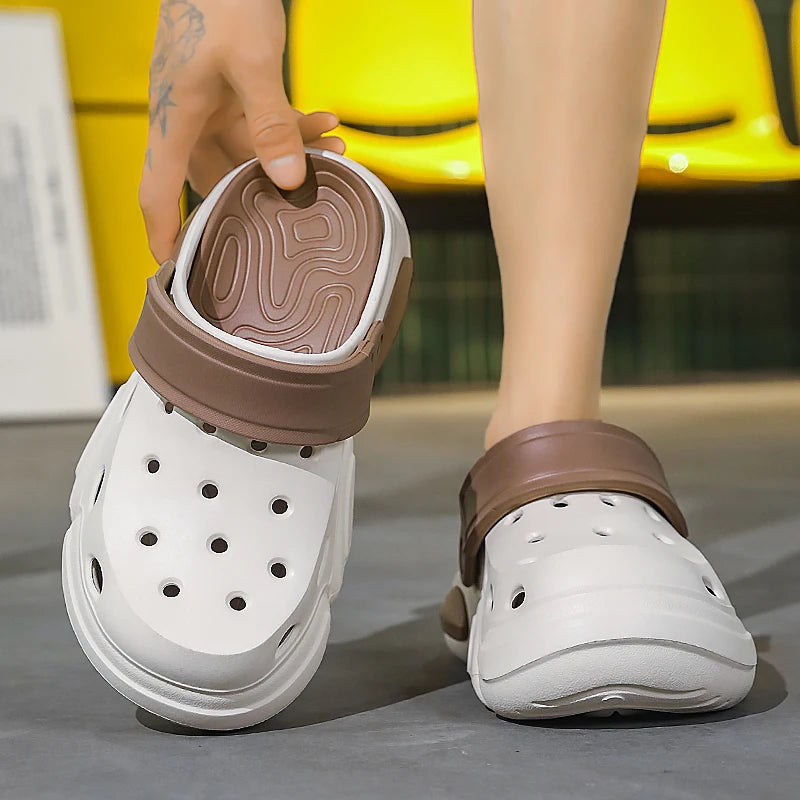 Summer Men's Thick-Soled Non-Slip Breathable Toe-Cap Sandals Casual Beach Slippers