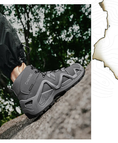 Men's Brand Outdoor Lace-up Boots Autumn Winter Man Fashion Solid Shoes for Men Waterproof Wear-resistant Boots Male Hike Shoes