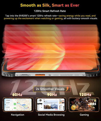 【World premiere】Blackview BV8200 Rugged Phone 6.5" 2.4K 120Hz Display Helio G100 NFC 12GB 256GB Android 14 45W Charger CellPhone