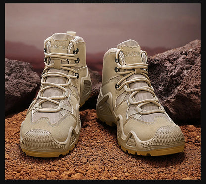 Men's Brand Outdoor Lace-up Boots Autumn Winter Man Fashion Solid Shoes for Men Waterproof Wear-resistant Boots Male Hike Shoes