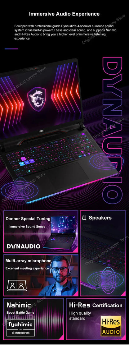 2024 MSI Raider GE68 HX Gaming Laptop 16 Inch 4K UHD 120Hz Mini LED Screen Notebook i9-14900HX 32GB 2TB RTX4080 Netbook Computer