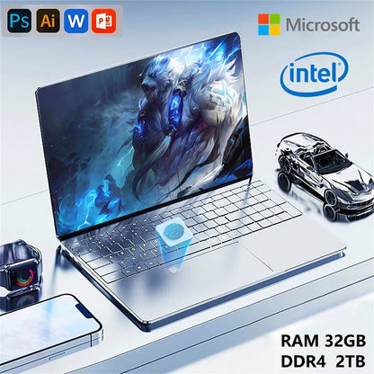 15.6" Portable Laptop Intel N5095 32GB Ram DDR4 2TB SSD Windows 11 Notebook Pc Gamer  Office Computer with Backlit Fingerprint