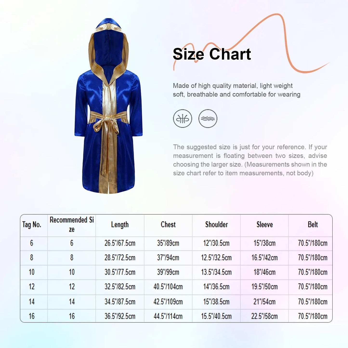 Kids Boys Boxing Robe Boxer Cosplay Costume Long Sleeve Open Front Hooded Cloak with Belt for Kickboxing Workout Sports Fitness