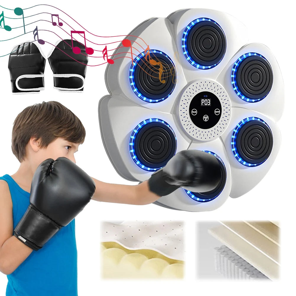 Music Boxing Machine Music Boxing Puncher Adjustable Boxing Training Punching Equipment Type C Charging with Gloves for Home Gym