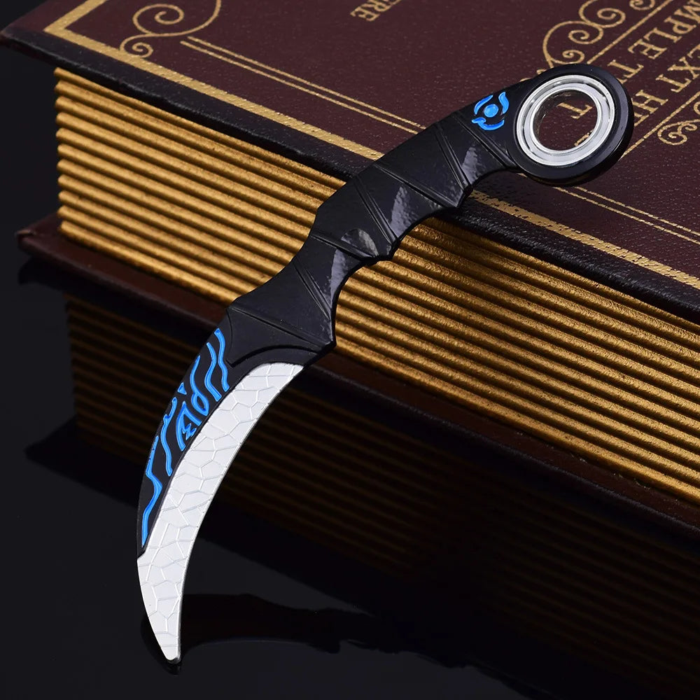 18cm/7.08 Game Figure Blue Dragon Golden Dragon Claw Knife,karambit,Metal Crafts Ornaments Decorate Gifts,Action Figure