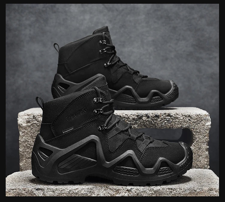 Men's Brand Outdoor Lace-up Boots Autumn Winter Man Fashion Solid Shoes for Men Waterproof Wear-resistant Boots Male Hike Shoes