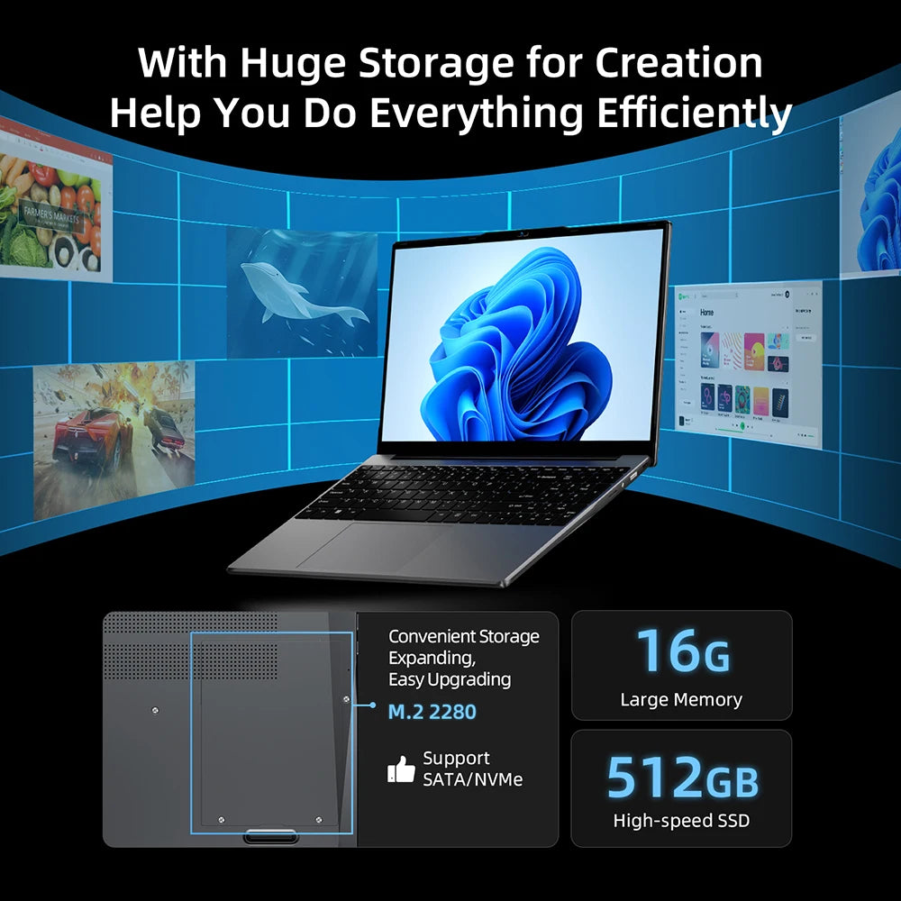 Bmax X15 Pro 15.6 Inch 16Gb Ram 512Gb Ssd Intel N95 Cpu Windows 11 Notebook 1920*1080 Dual Wifi USB Pc Laptop Ddr4