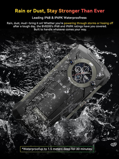 【World premiere】Blackview BV8200 Rugged Phone 6.5" 2.4K 120Hz Display Helio G100 NFC 12GB 256GB Android 14 45W Charger CellPhone