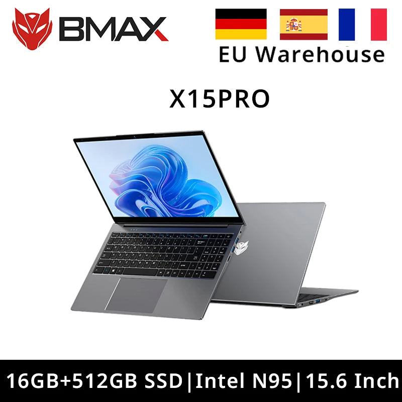 Bmax X15 Pro 15.6 Inch 16Gb Ram 512Gb Ssd Intel N95 Cpu Windows 11 Notebook 1920*1080 Dual Wifi USB Pc Laptop Ddr4
