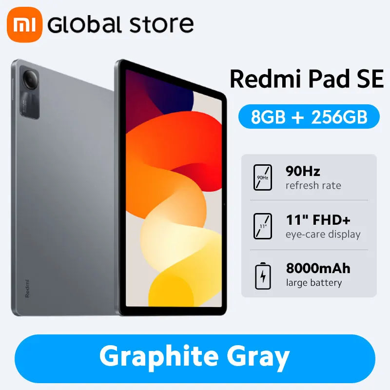 Global Version Xiaomi Redmi Pad SE Snapdragon 680 8GB RAM 256GB ROM Mi Tablet Quad speakers Dolby Atmos 90Hz 11" Display 8000mAh