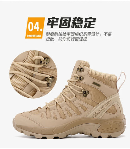 New Men Tactical Boot Breathable Safety Anti-Slip Hunting Boot Motorcycle Male Army Boots Desert Climbing Hiking Shoes Size Plus