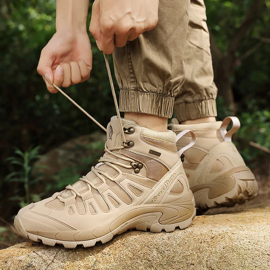New Men Tactical Boot Breathable Safety Anti-Slip Hunting Boot Motorcycle Male Army Boots Desert Climbing Hiking Shoes Size Plus