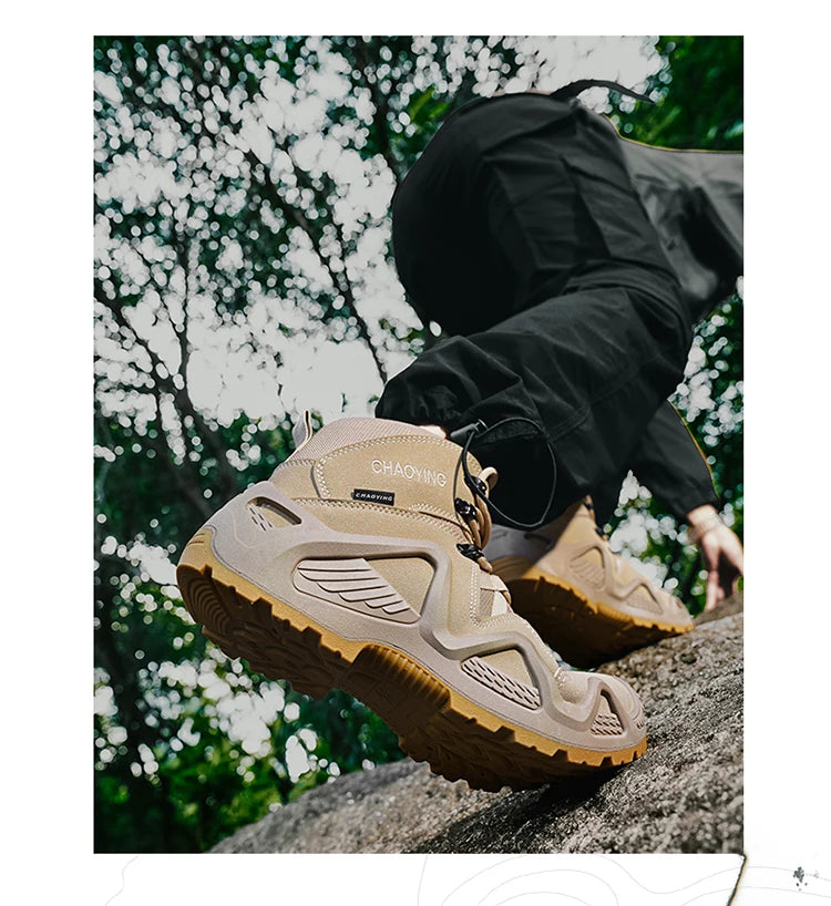 Men's Brand Outdoor Lace-up Boots Autumn Winter Man Fashion Solid Shoes for Men Waterproof Wear-resistant Boots Male Hike Shoes